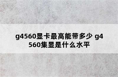 g4560显卡最高能带多少 g4560集显是什么水平